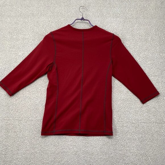 Tuff Athletics Shirt Womens Small Red 3/4 Sleeve Nylon Spandex Exercise Gym Yoga - Picture 5 of 5